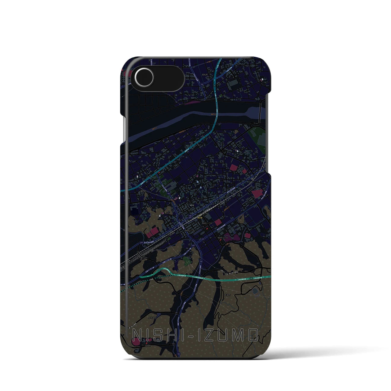 【西出雲(島根県)】地図柄iPhoneケース(バックカバータイプ)