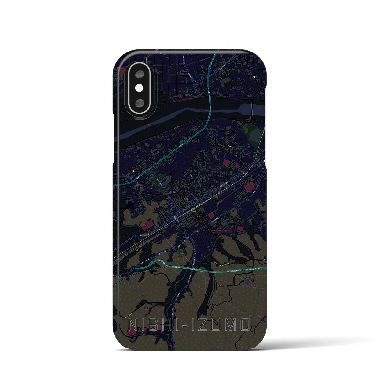 【西出雲(島根県)】地図柄iPhoneケース(バックカバータイプ)