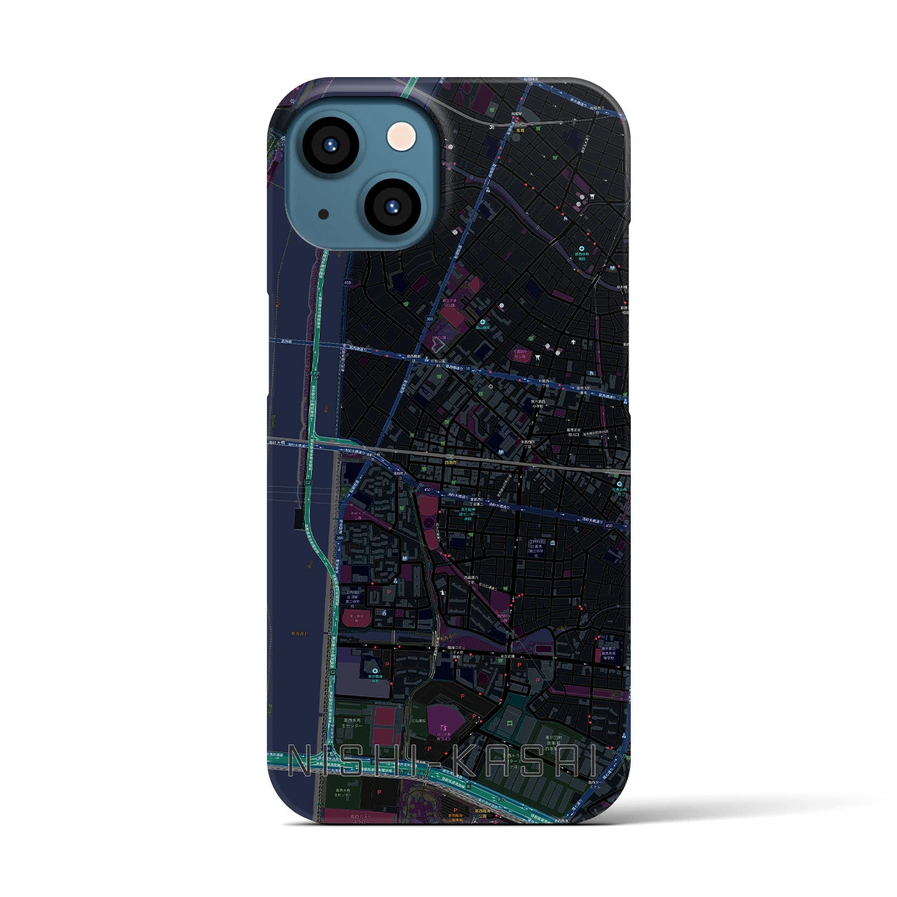 【西葛西(東京都)】地図柄iPhoneケース(バックカバータイプ)