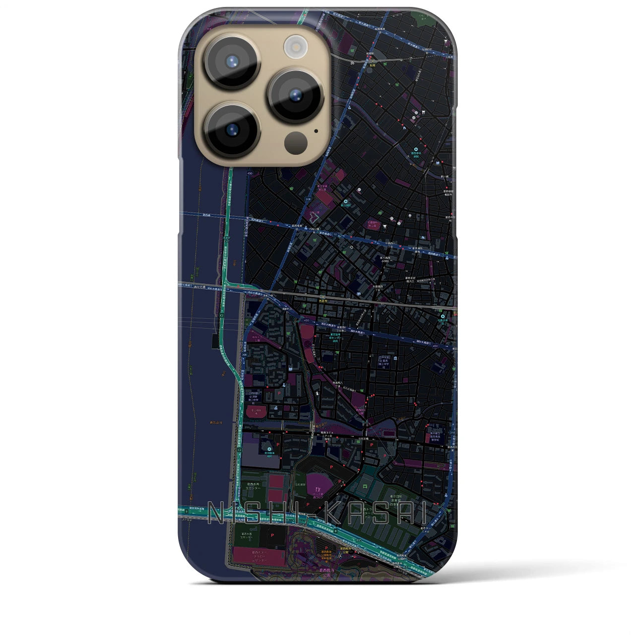 【西葛西(東京都)】地図柄iPhoneケース(バックカバータイプ)
