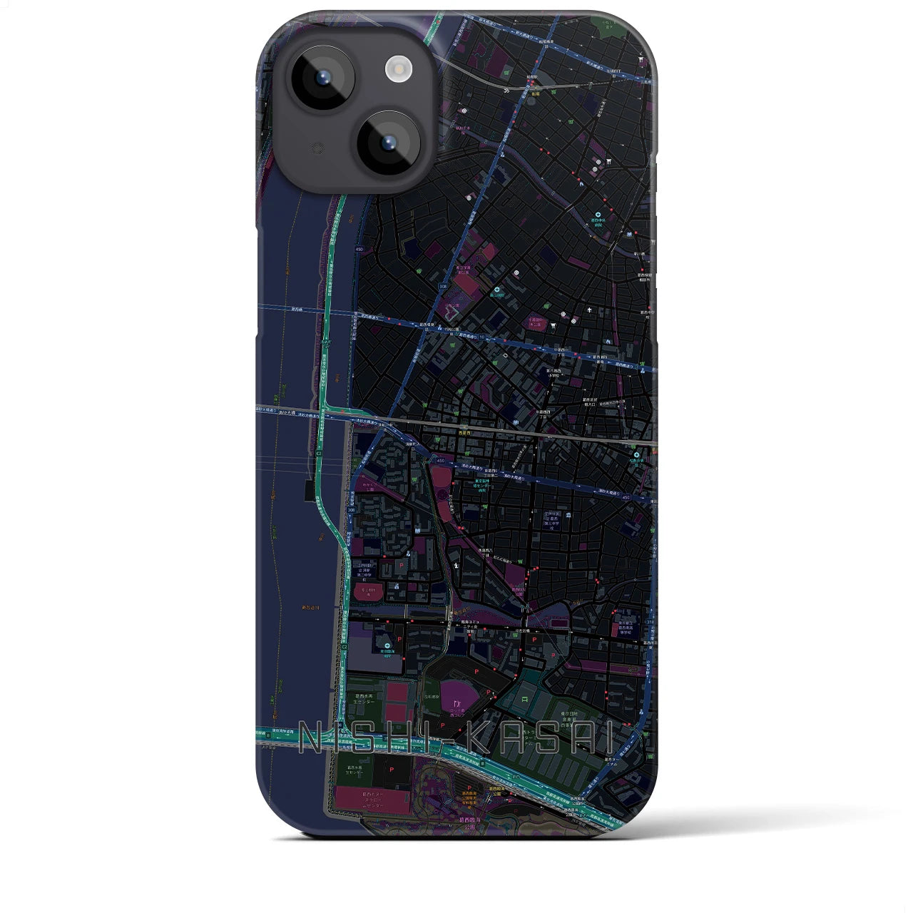 【西葛西(東京都)】地図柄iPhoneケース(バックカバータイプ)