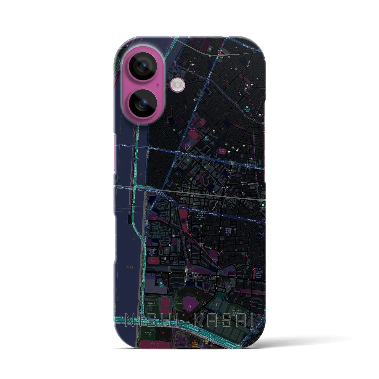 【西葛西(東京都)】地図柄iPhoneケース(バックカバータイプ)