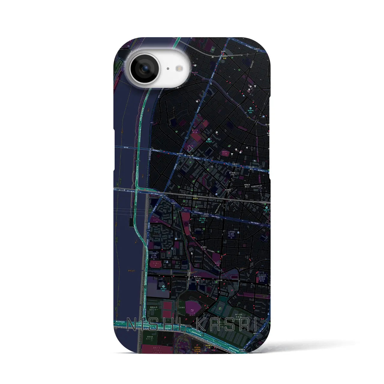 【西葛西(東京都)】地図柄iPhoneケース(バックカバータイプ)