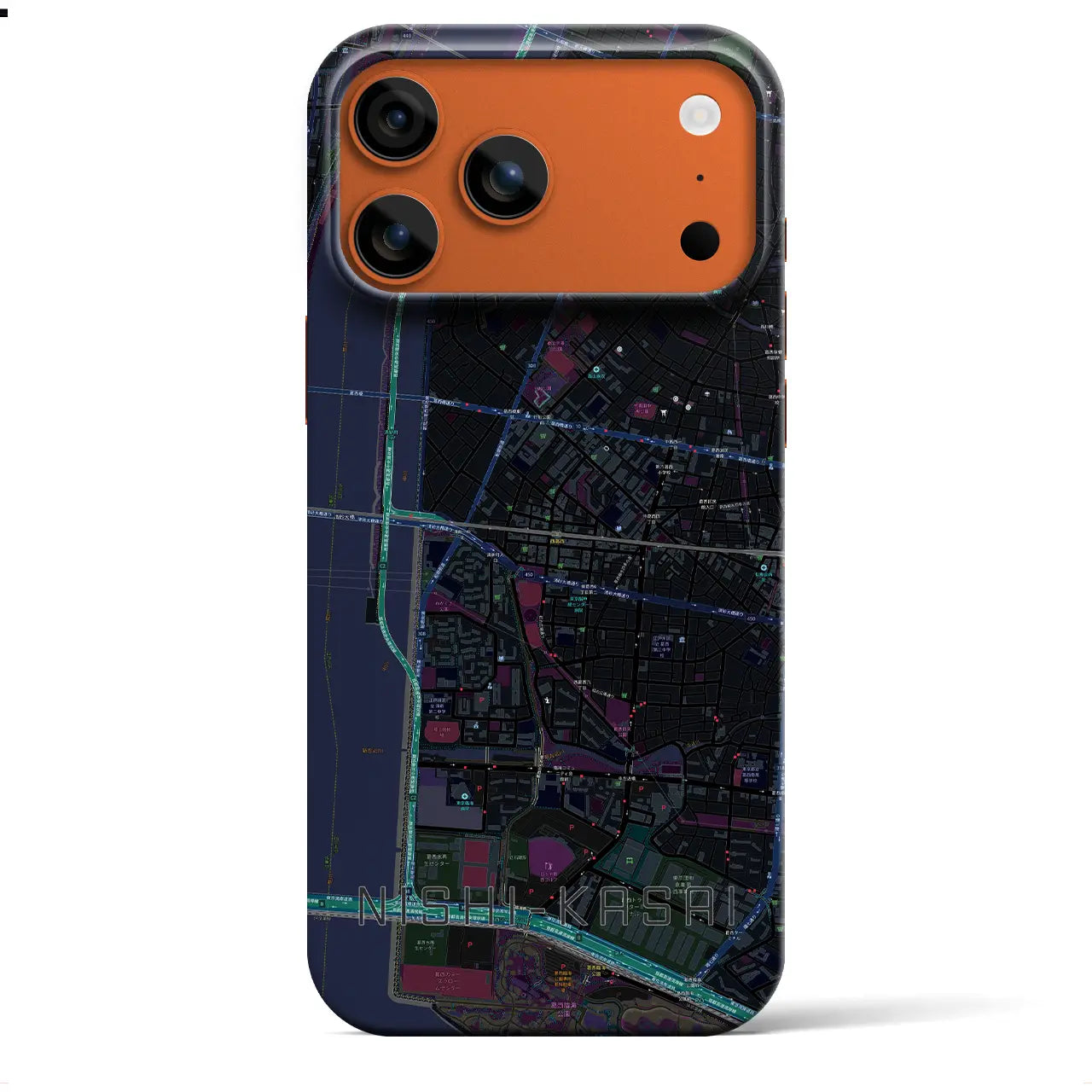 【西葛西(東京都)】地図柄iPhoneケース(バックカバータイプ)