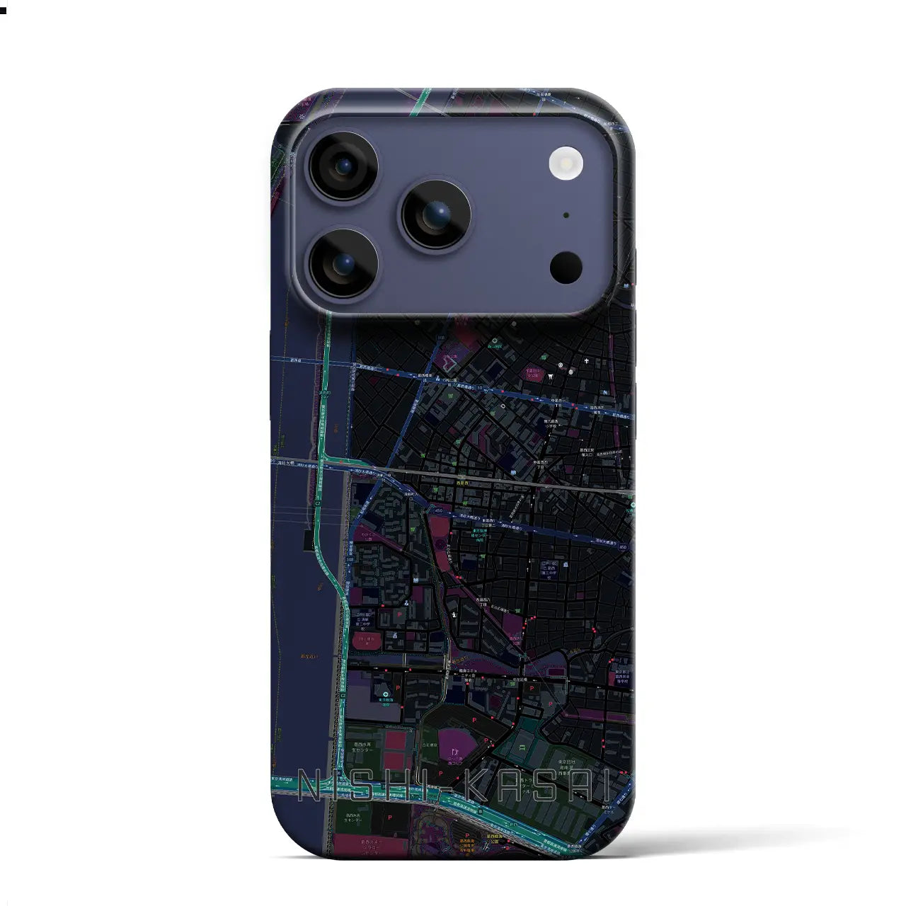 【西葛西(東京都)】地図柄iPhoneケース(バックカバータイプ)