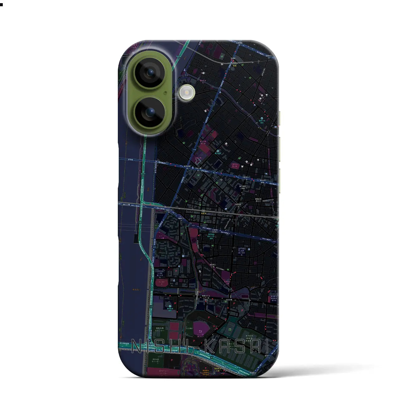 【西葛西(東京都)】地図柄iPhoneケース(バックカバータイプ)