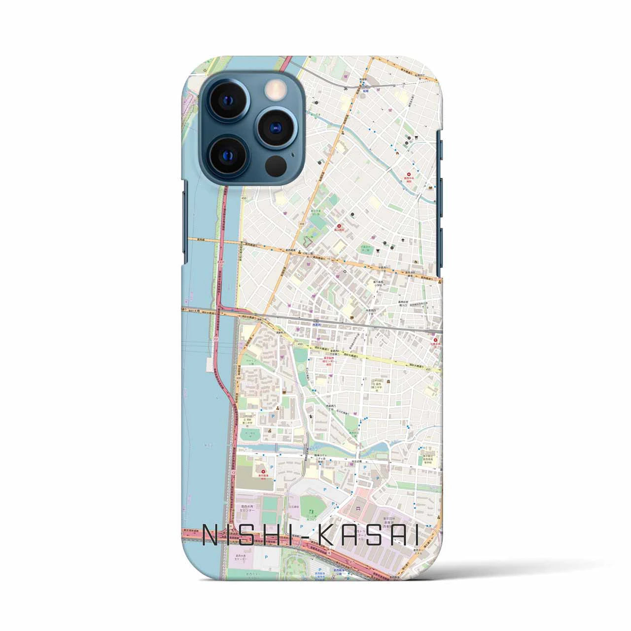 【西葛西(東京都)】地図柄iPhoneケース(バックカバータイプ)