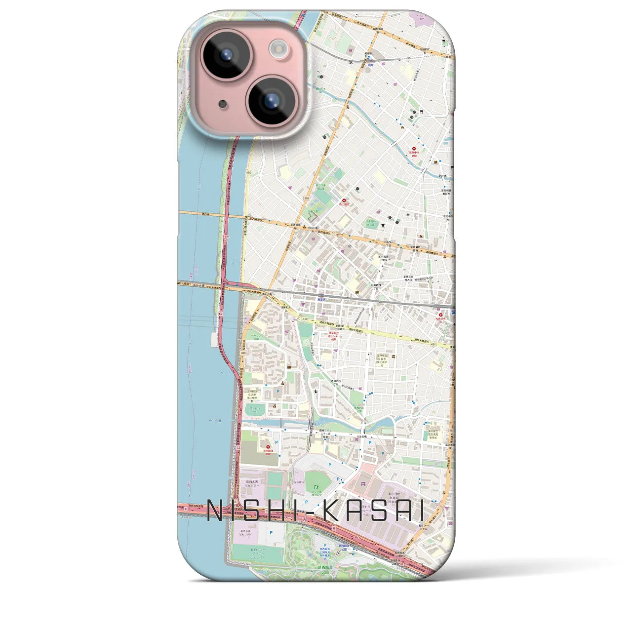 【西葛西(東京都)】地図柄iPhoneケース(バックカバータイプ)