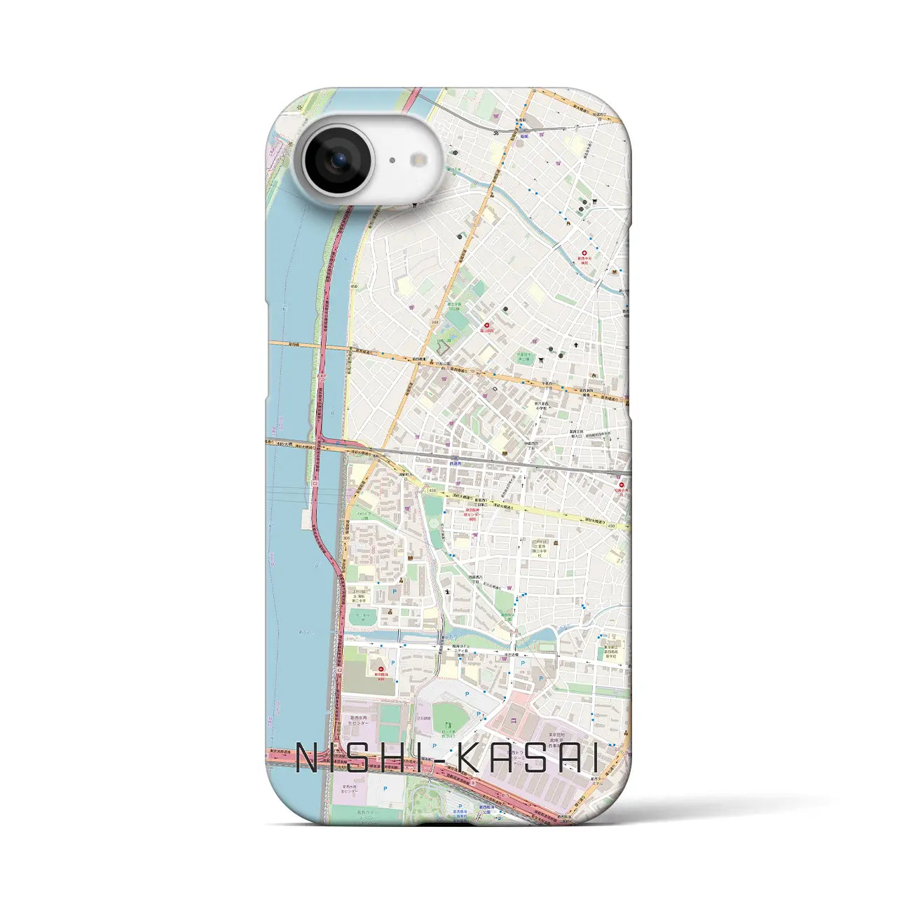 【西葛西(東京都)】地図柄iPhoneケース(バックカバータイプ)