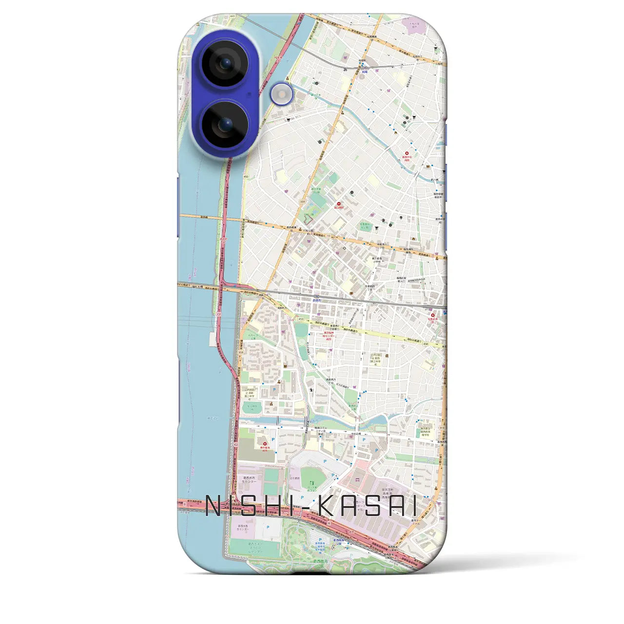 【西葛西(東京都)】地図柄iPhoneケース(バックカバータイプ)