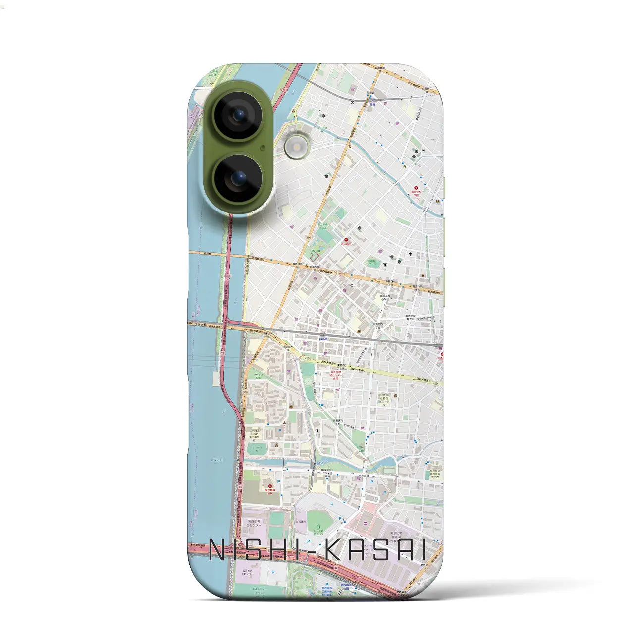 【西葛西(東京都)】地図柄iPhoneケース(バックカバータイプ)