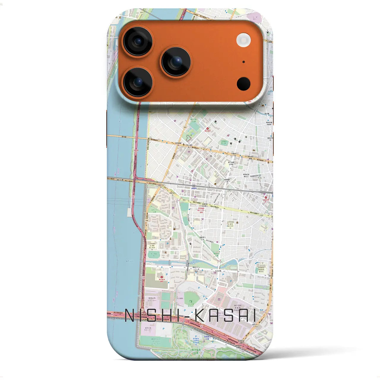 【西葛西(東京都)】地図柄iPhoneケース(バックカバータイプ)ブラック・iPhone 17 Pro Max 用