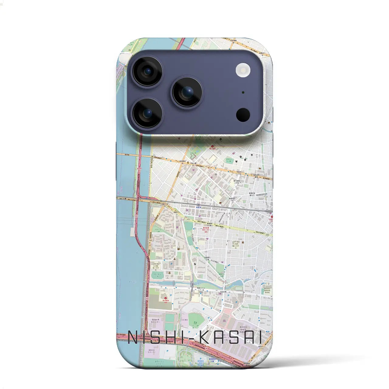 【西葛西(東京都)】地図柄iPhoneケース(バックカバータイプ)