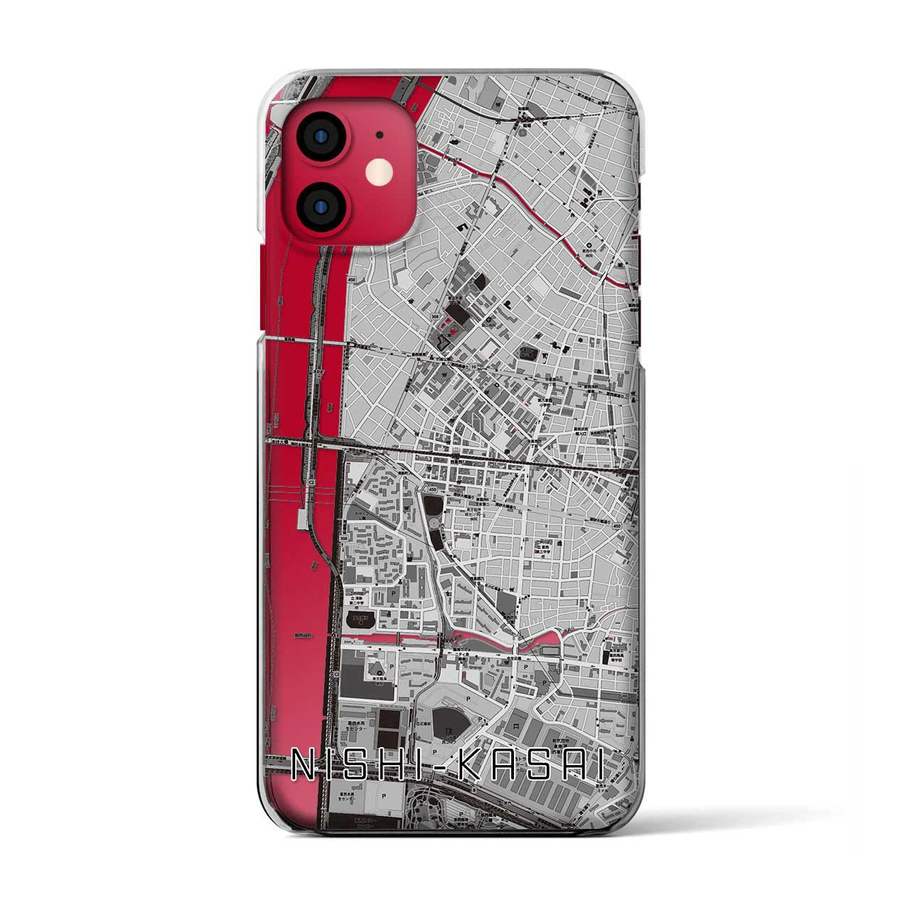 【西葛西(東京都)】地図柄iPhoneケース(クリアタイプ)