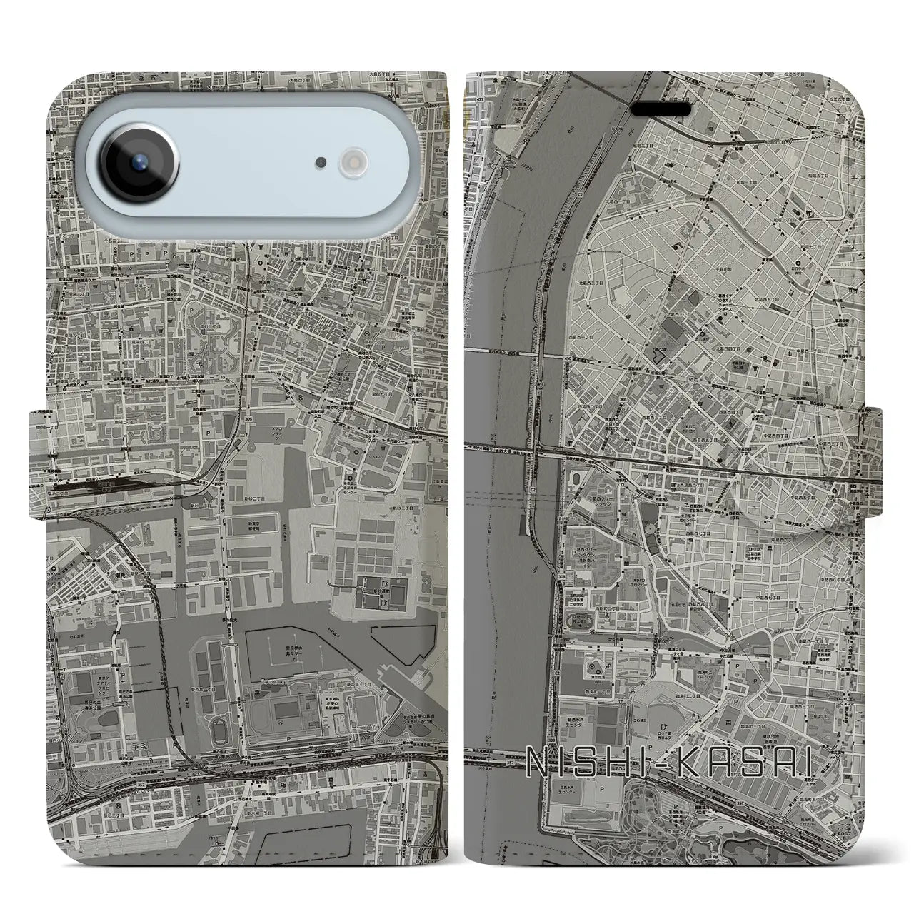 【西葛西(東京都)】地図柄iPhoneケース(手帳タイプ)