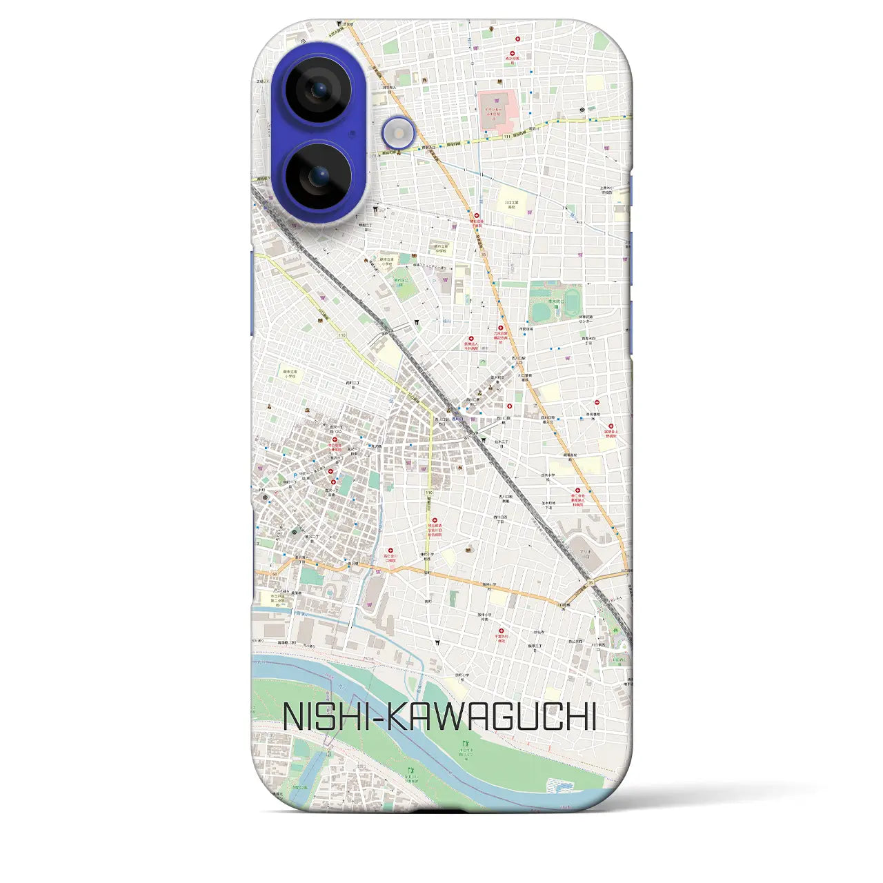【西川口(埼玉県)】地図柄iPhoneケース(バックカバータイプ)ブラック・iPhone 16 Pro Max 用