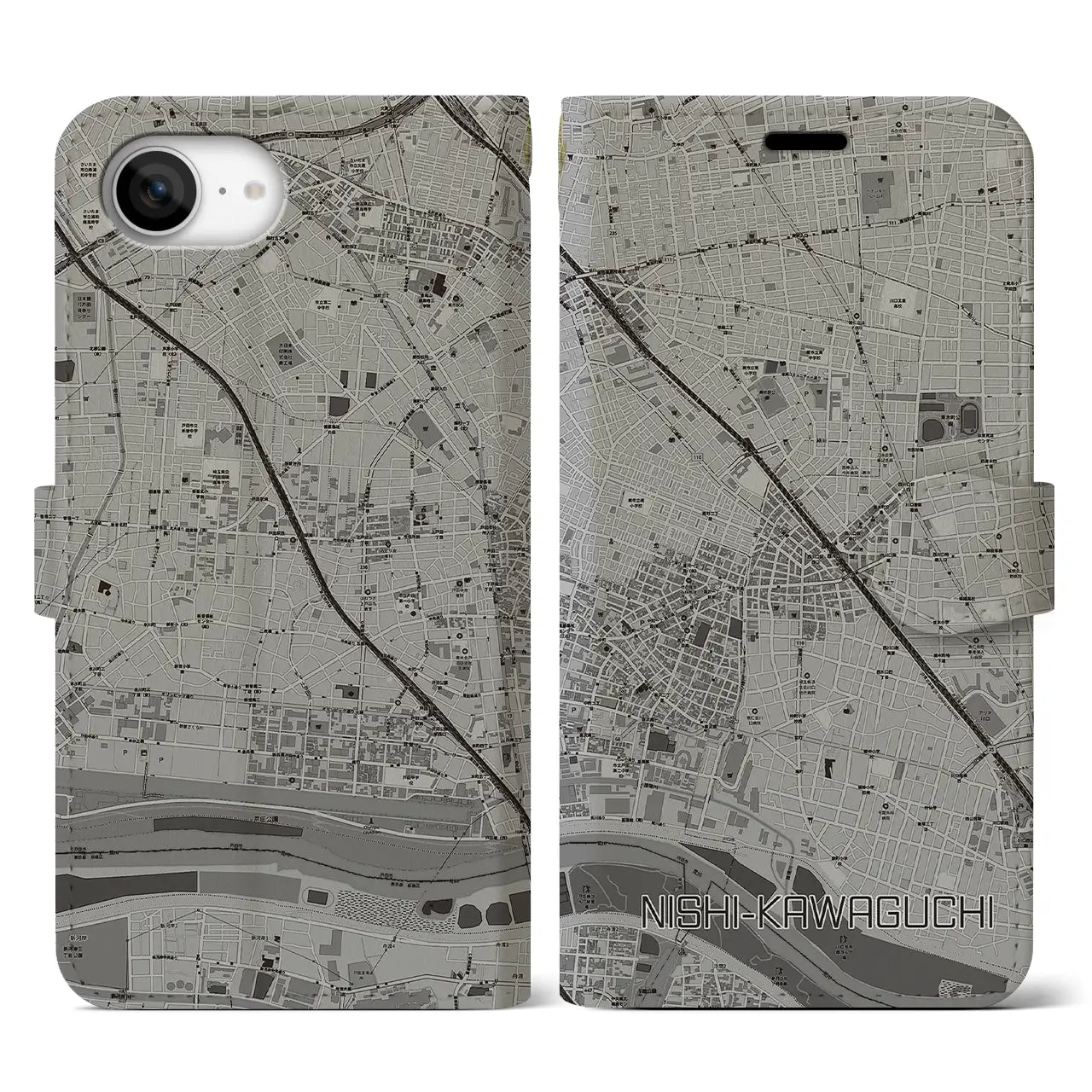 【西川口(埼玉県)】地図柄iPhoneケース(手帳タイプ)