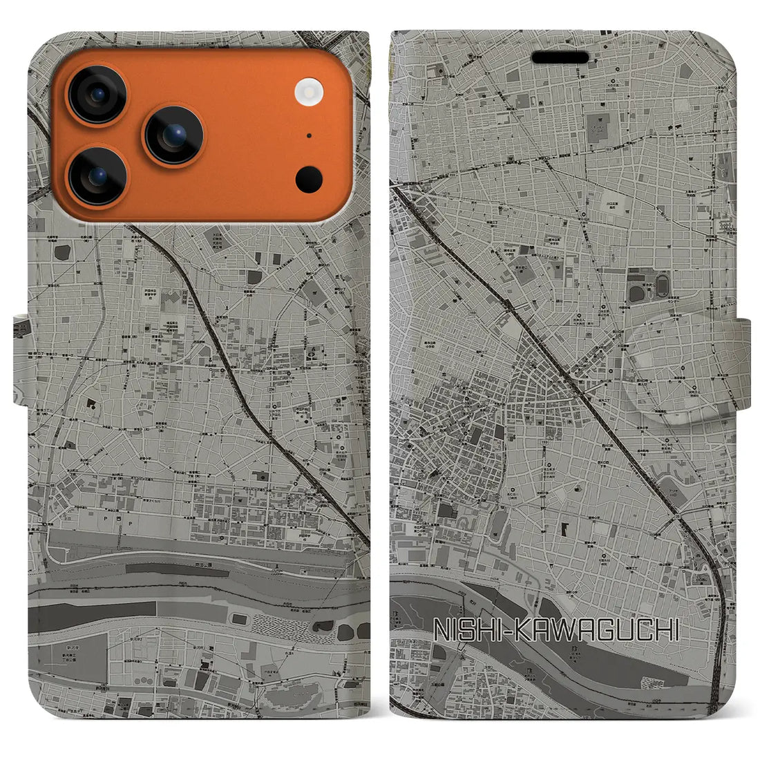 【西川口(埼玉県)】地図柄iPhoneケース(手帳タイプ)