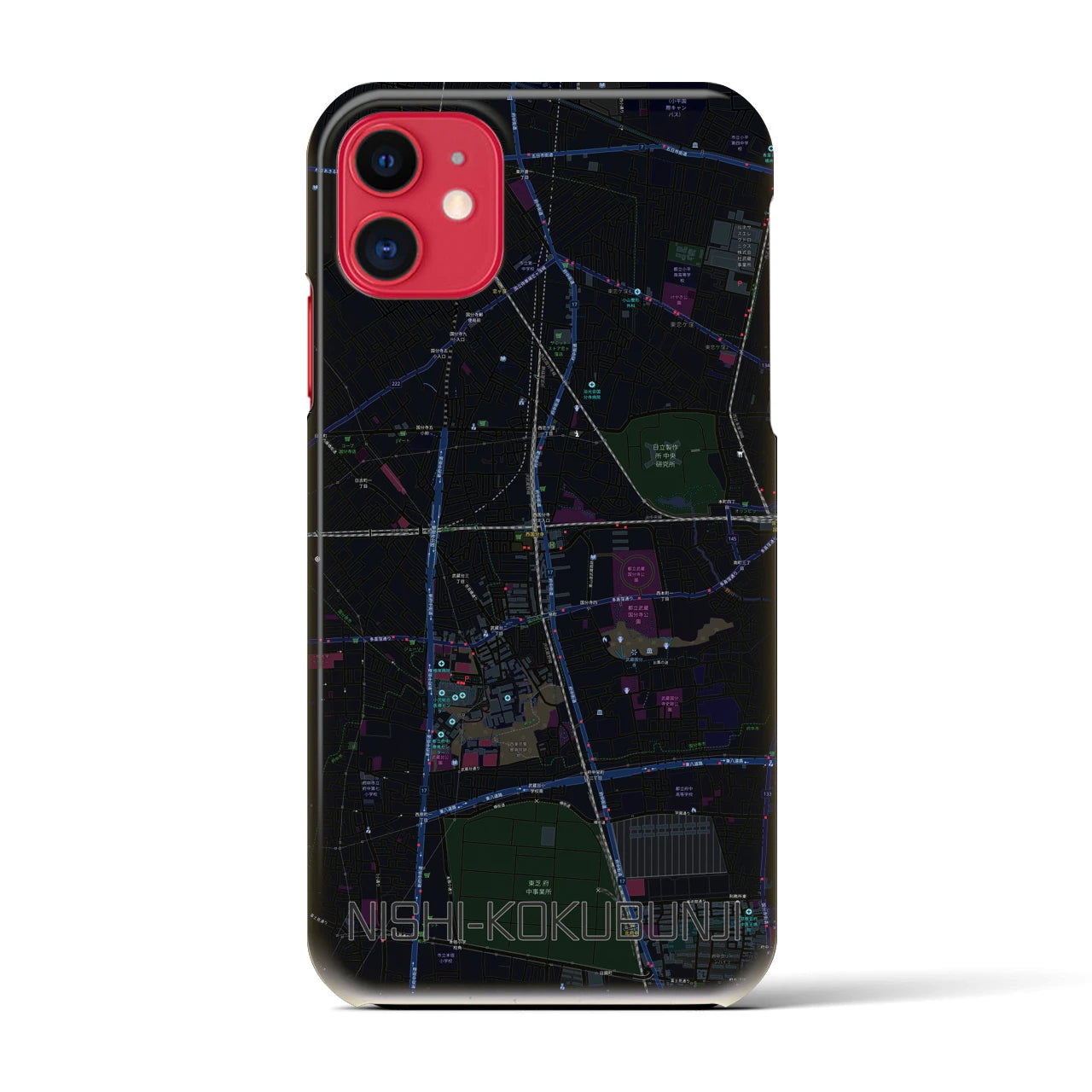 【西国分寺(東京都)】地図柄iPhoneケース(バックカバータイプ)