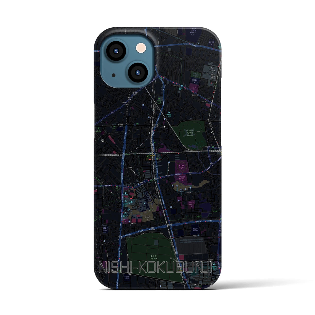 【西国分寺(東京都)】地図柄iPhoneケース(バックカバータイプ)