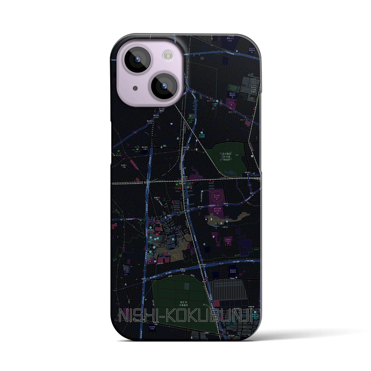 【西国分寺(東京都)】地図柄iPhoneケース(バックカバータイプ)