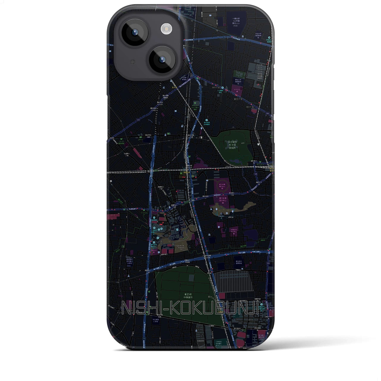 【西国分寺(東京都)】地図柄iPhoneケース(バックカバータイプ)