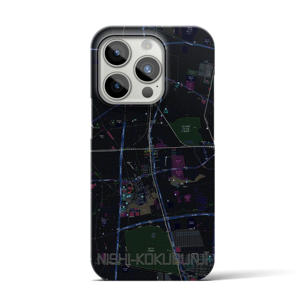 【西国分寺(東京都)】地図柄iPhoneケース(バックカバータイプ)