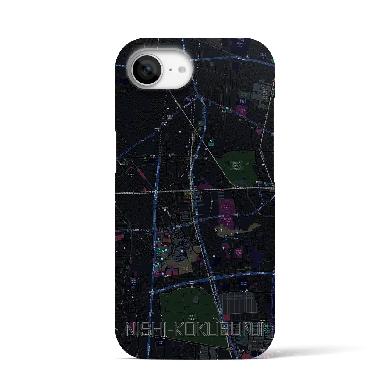 【西国分寺(東京都)】地図柄iPhoneケース(バックカバータイプ)