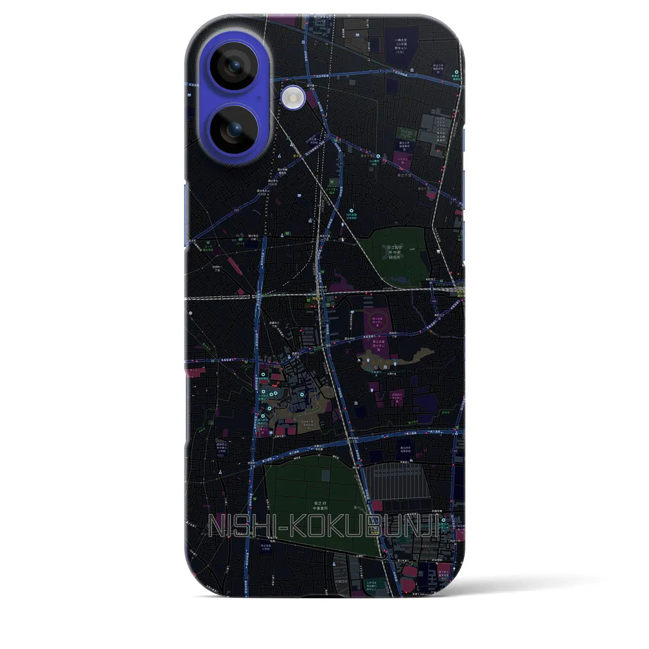 【西国分寺(東京都)】地図柄iPhoneケース(バックカバータイプ)