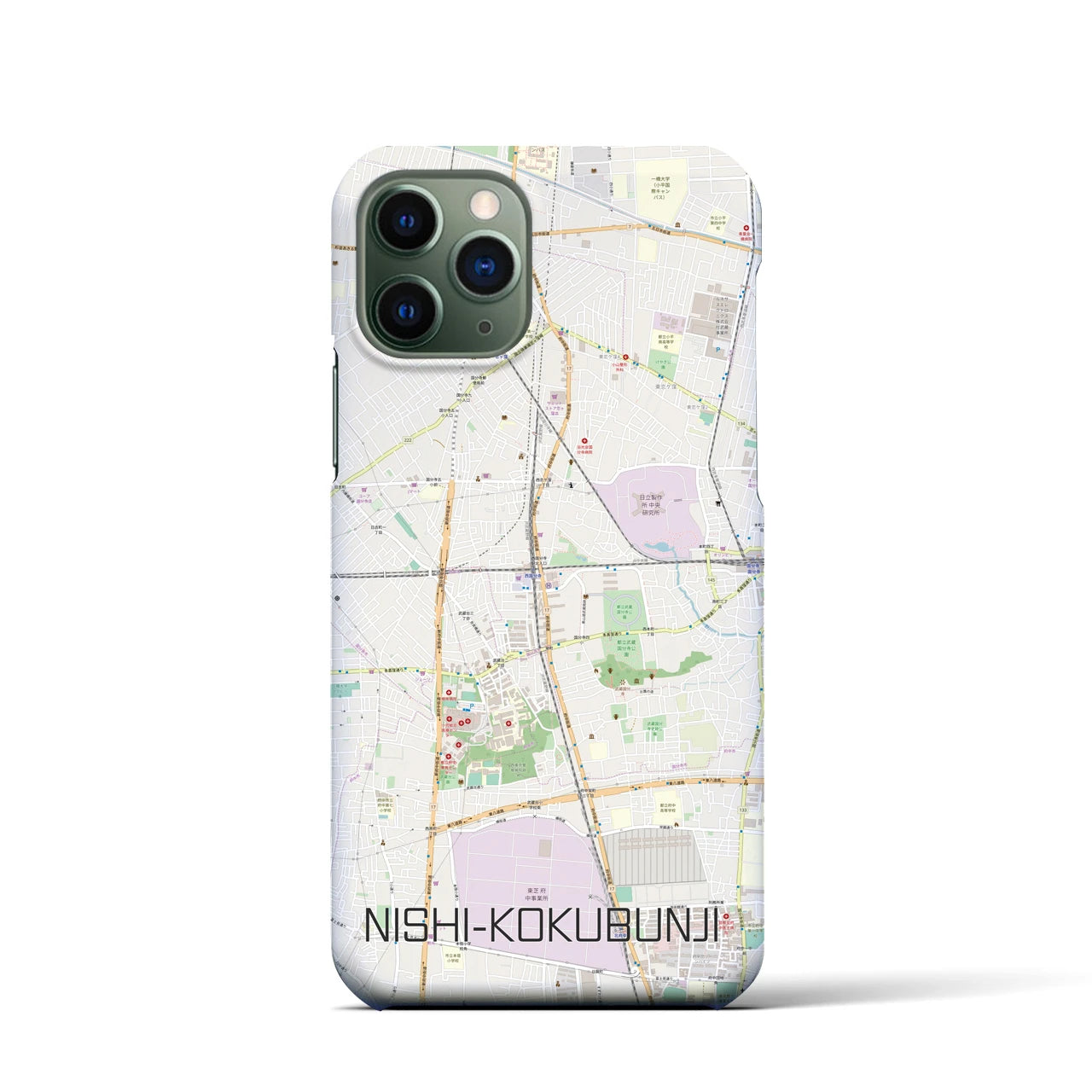 【西国分寺(東京都)】地図柄iPhoneケース(バックカバータイプ)