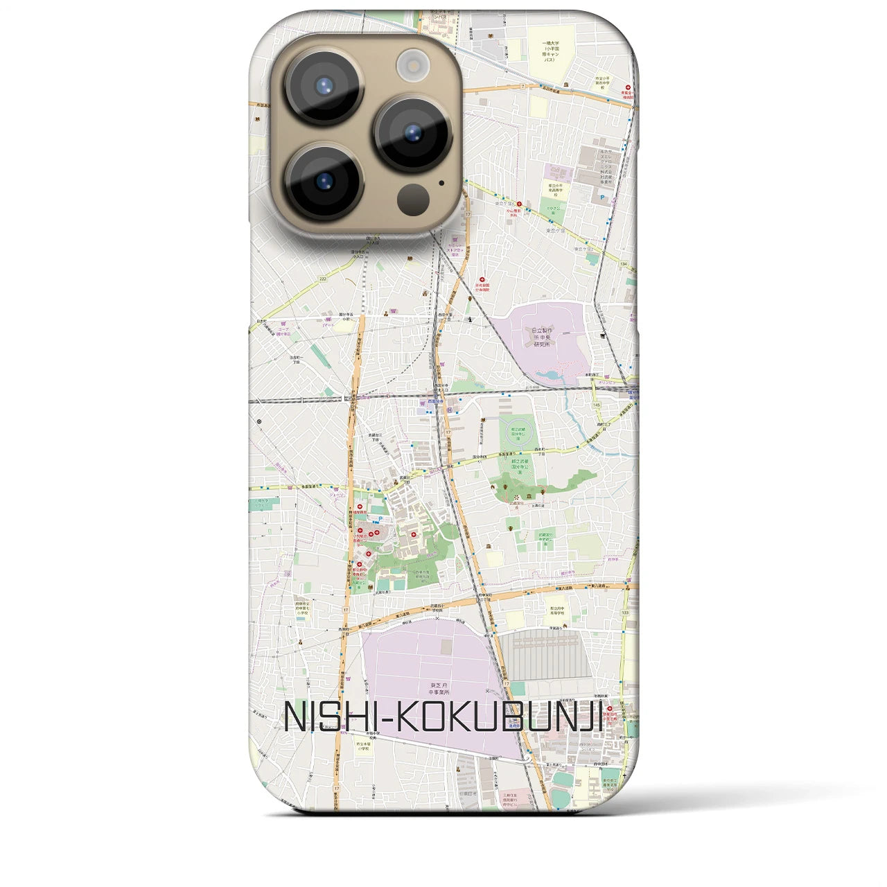 【西国分寺(東京都)】地図柄iPhoneケース(バックカバータイプ)
