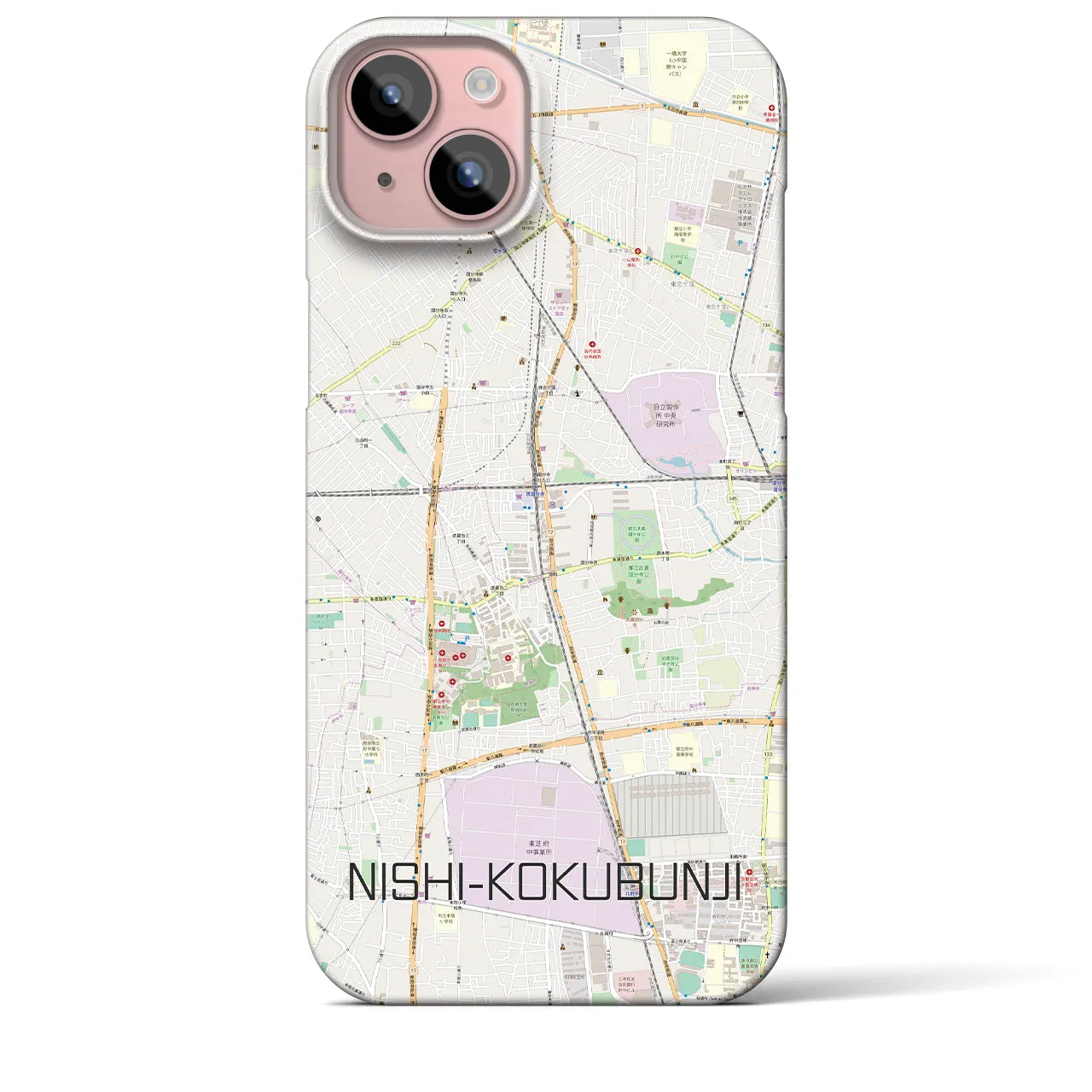 【西国分寺(東京都)】地図柄iPhoneケース(バックカバータイプ)