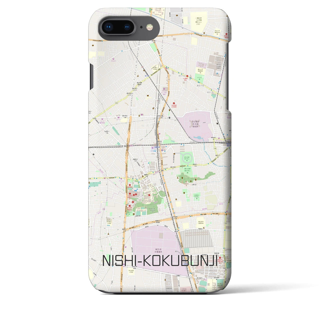 【西国分寺(東京都)】地図柄iPhoneケース(バックカバータイプ)