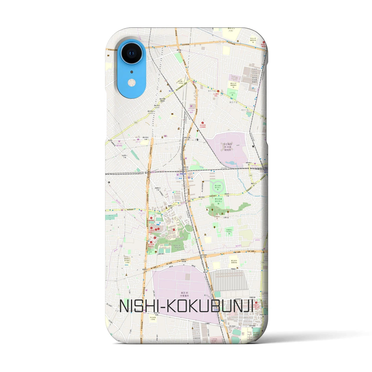 【西国分寺(東京都)】地図柄iPhoneケース(バックカバータイプ)