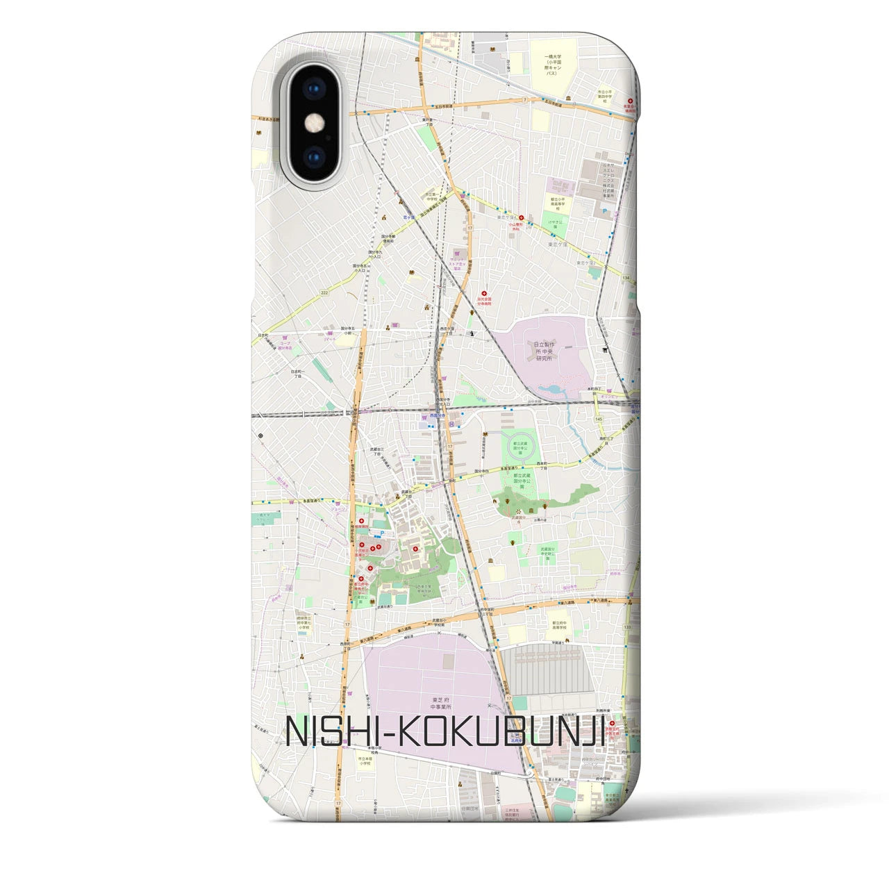 【西国分寺(東京都)】地図柄iPhoneケース(バックカバータイプ)