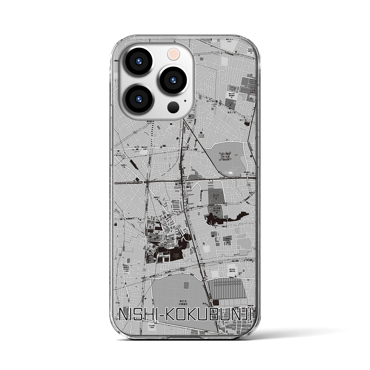 【西国分寺(東京都)】地図柄iPhoneケース(クリアタイプ)