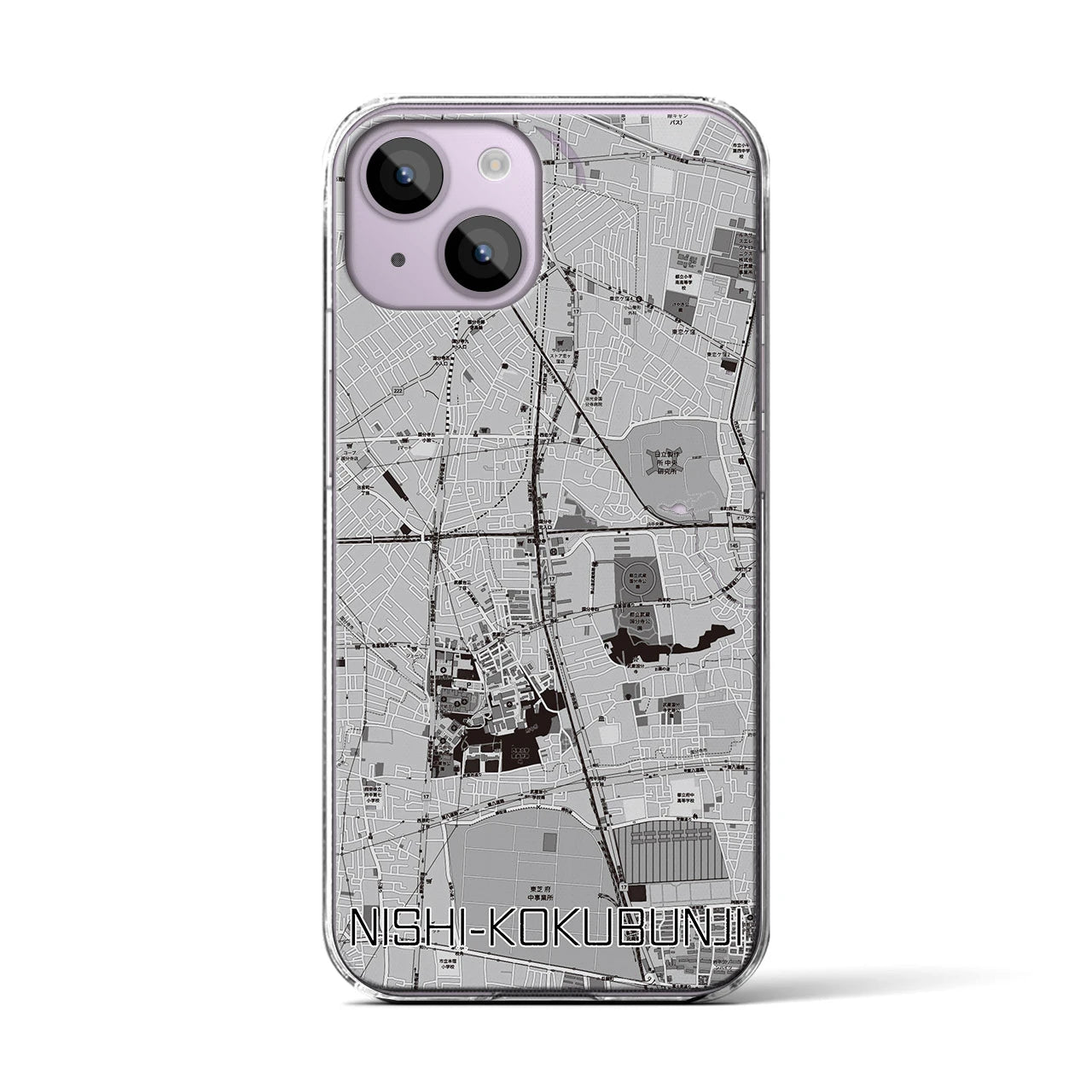【西国分寺(東京都)】地図柄iPhoneケース(クリアタイプ)