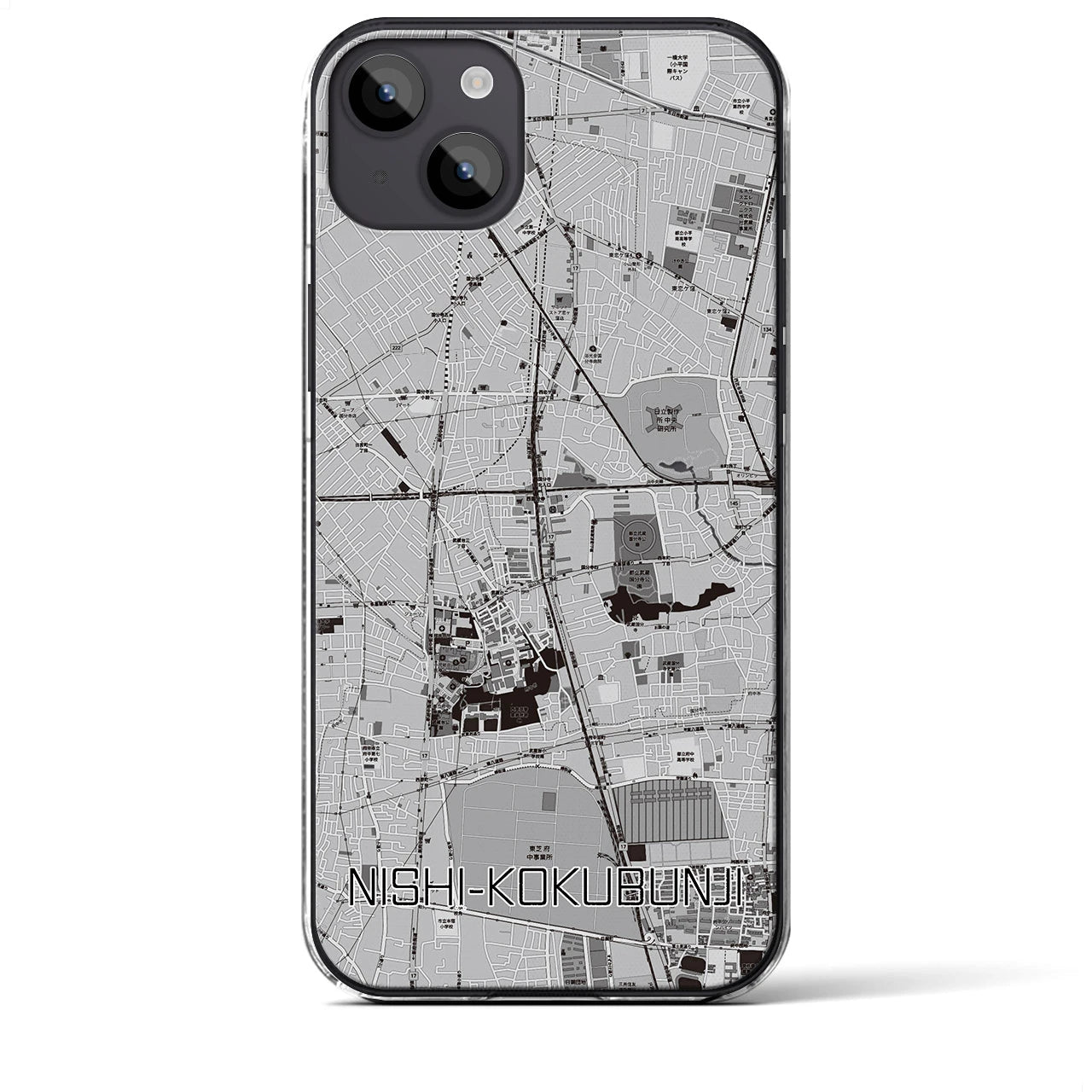 【西国分寺(東京都)】地図柄iPhoneケース(クリアタイプ)
