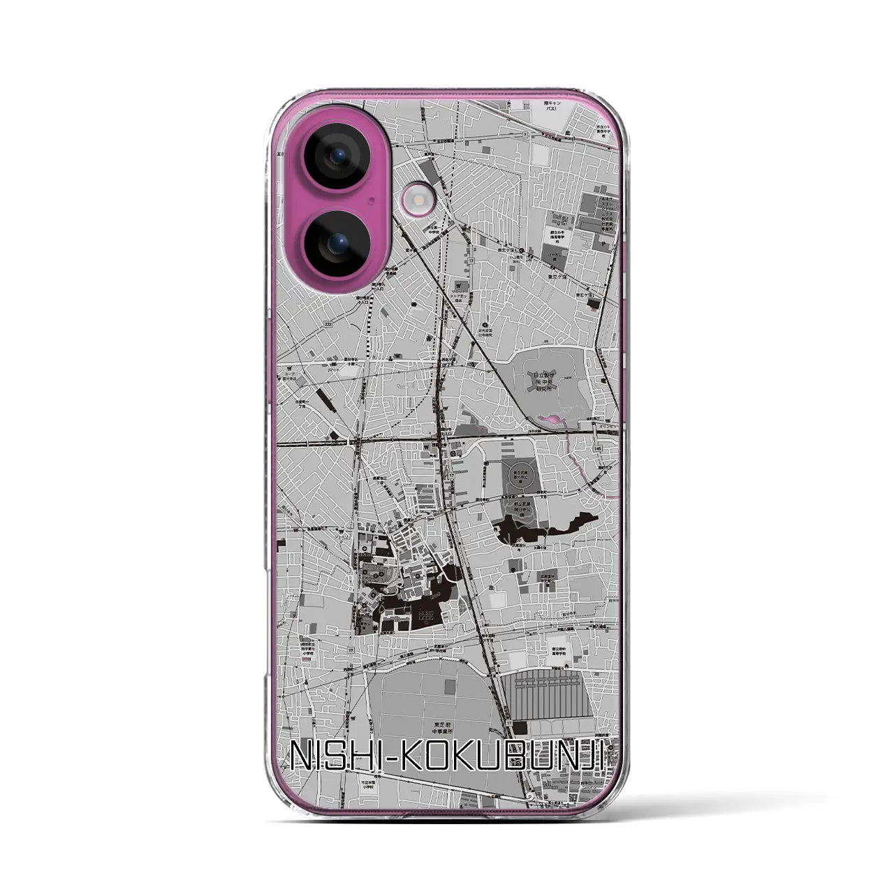 【西国分寺(東京都)】地図柄iPhoneケース(クリアタイプ)