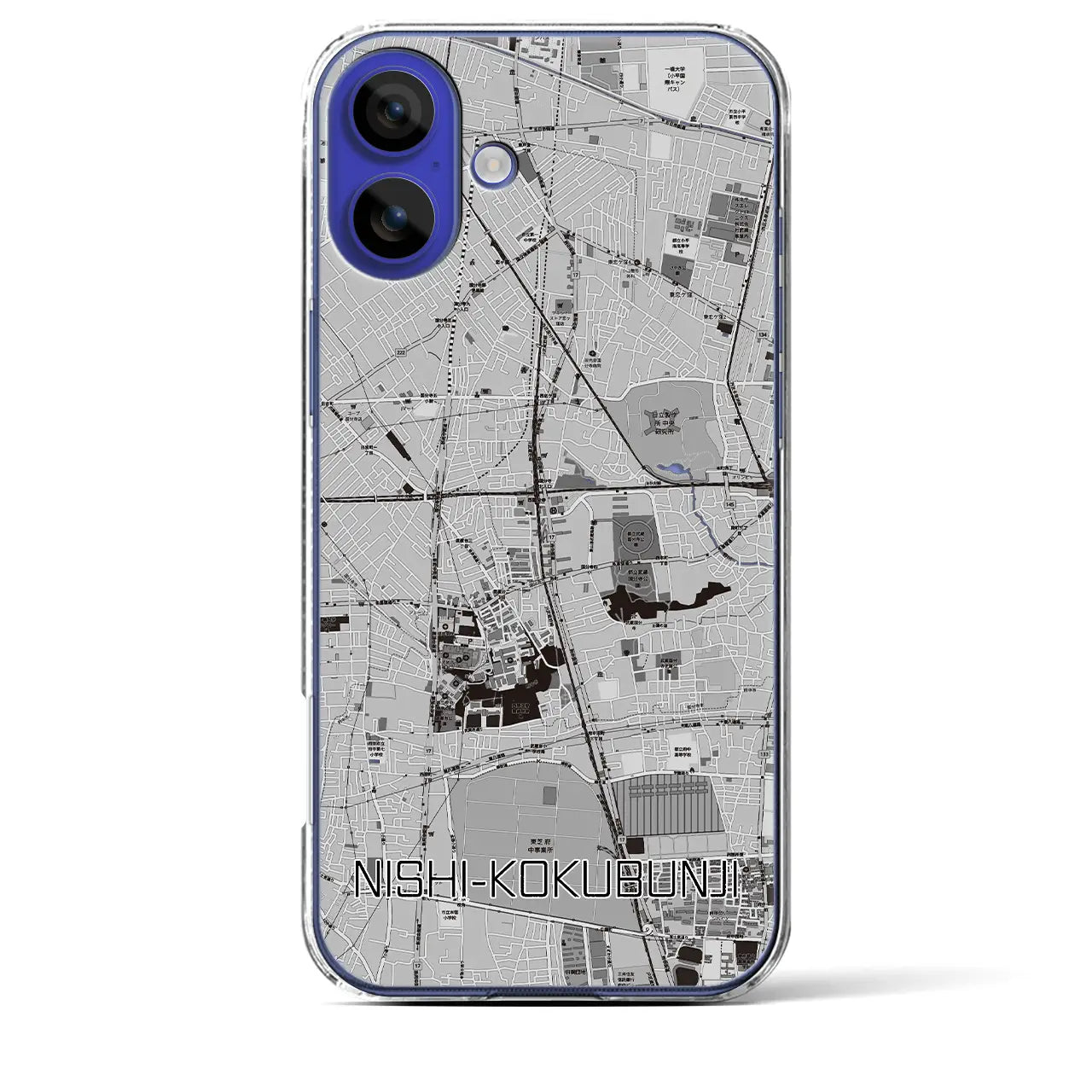 【西国分寺(東京都)】地図柄iPhoneケース(クリアタイプ)