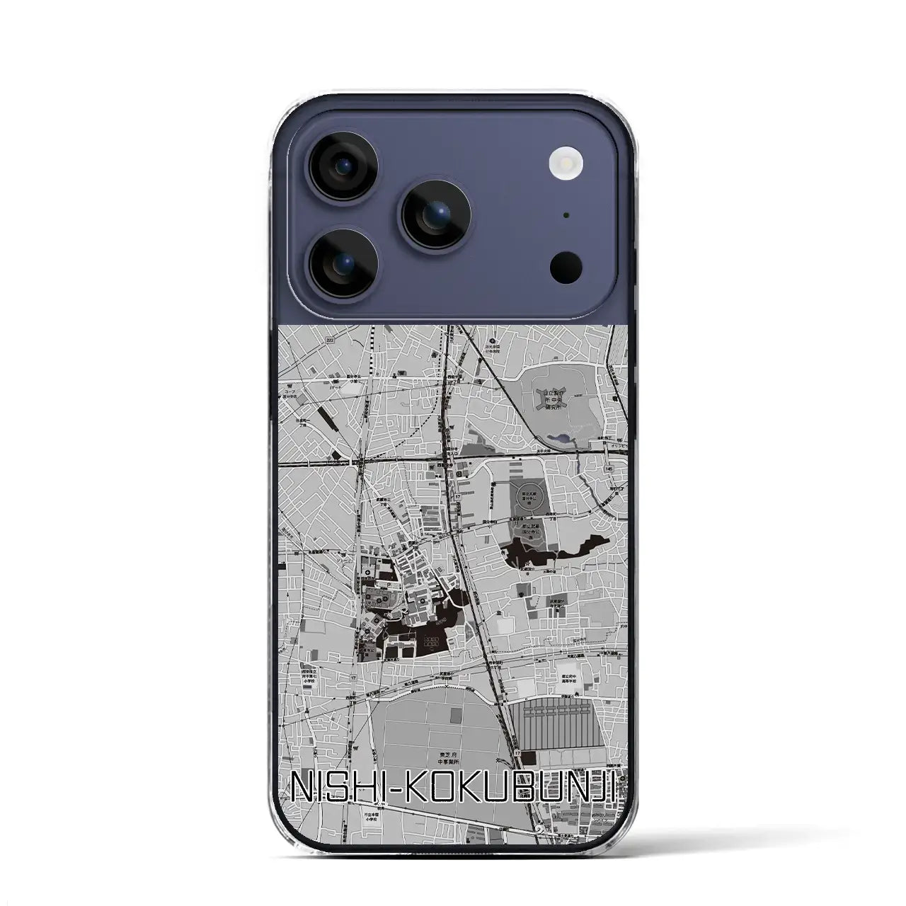 【西国分寺(東京都)】地図柄iPhoneケース(クリアタイプ)モノトーン・iPhone 17 Pro Max 用