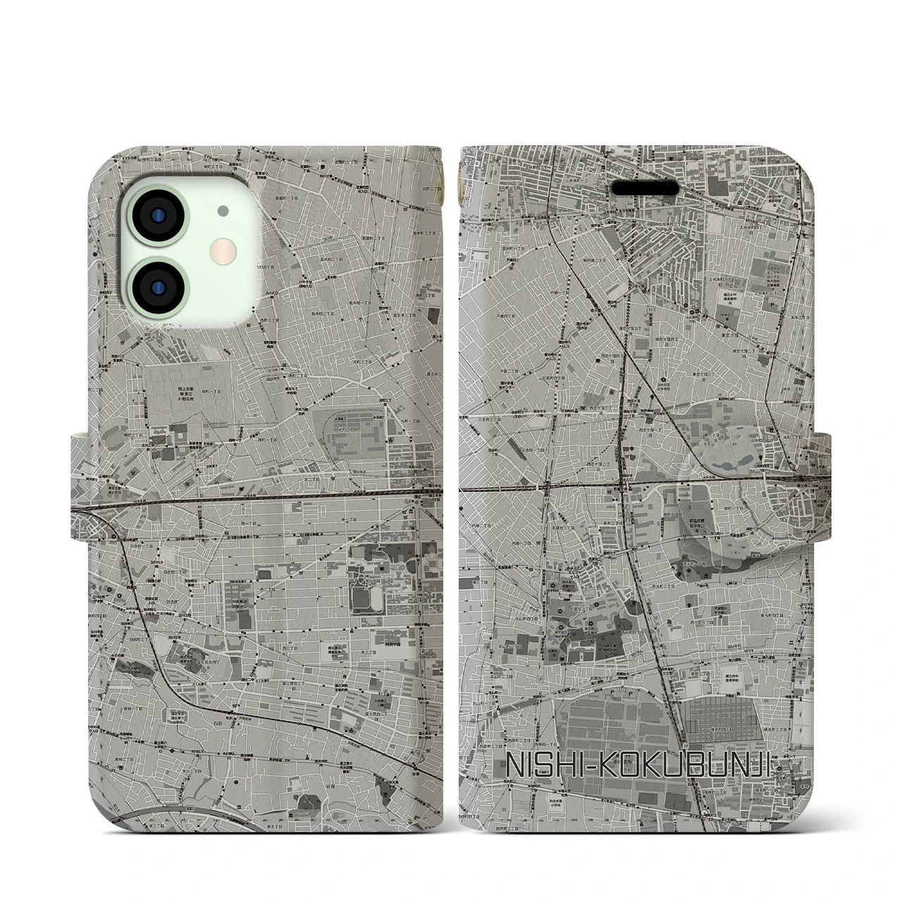 【西国分寺(東京都)】地図柄iPhoneケース(手帳タイプ)