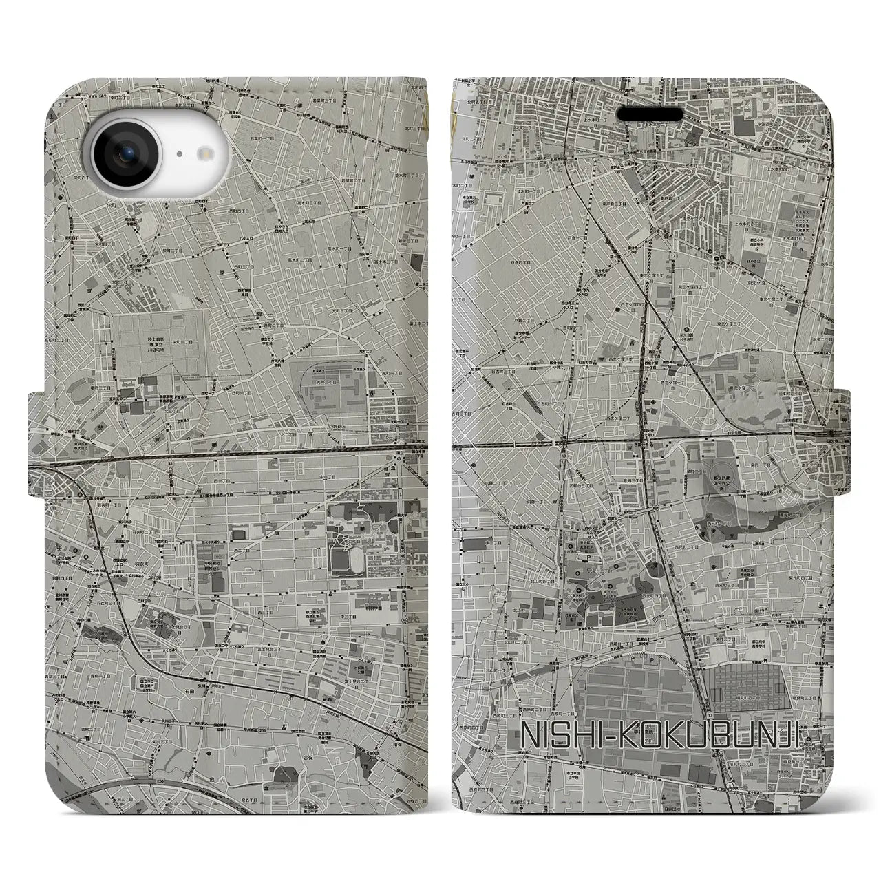 【西国分寺(東京都)】地図柄iPhoneケース(手帳タイプ)