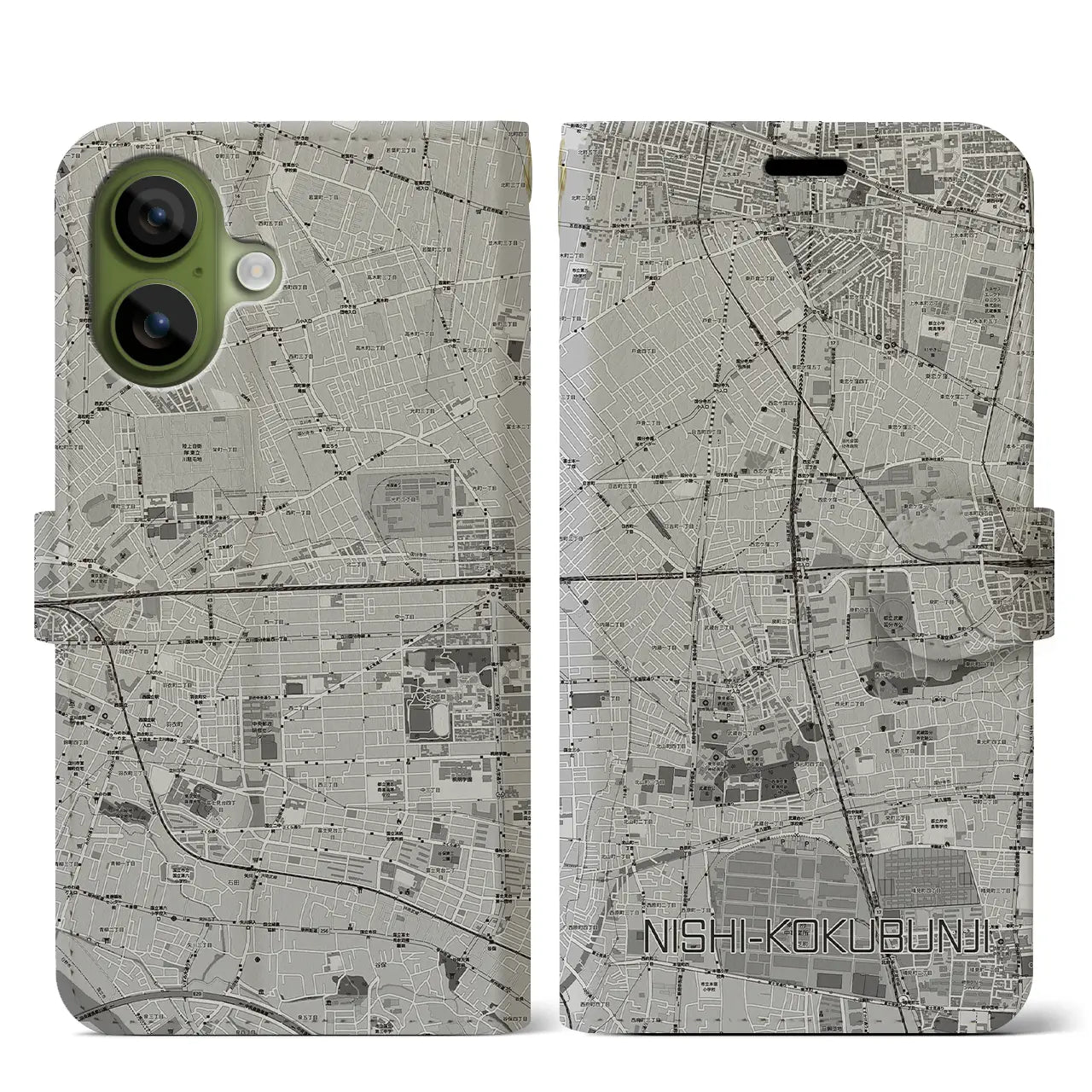 【西国分寺(東京都)】地図柄iPhoneケース(手帳タイプ)