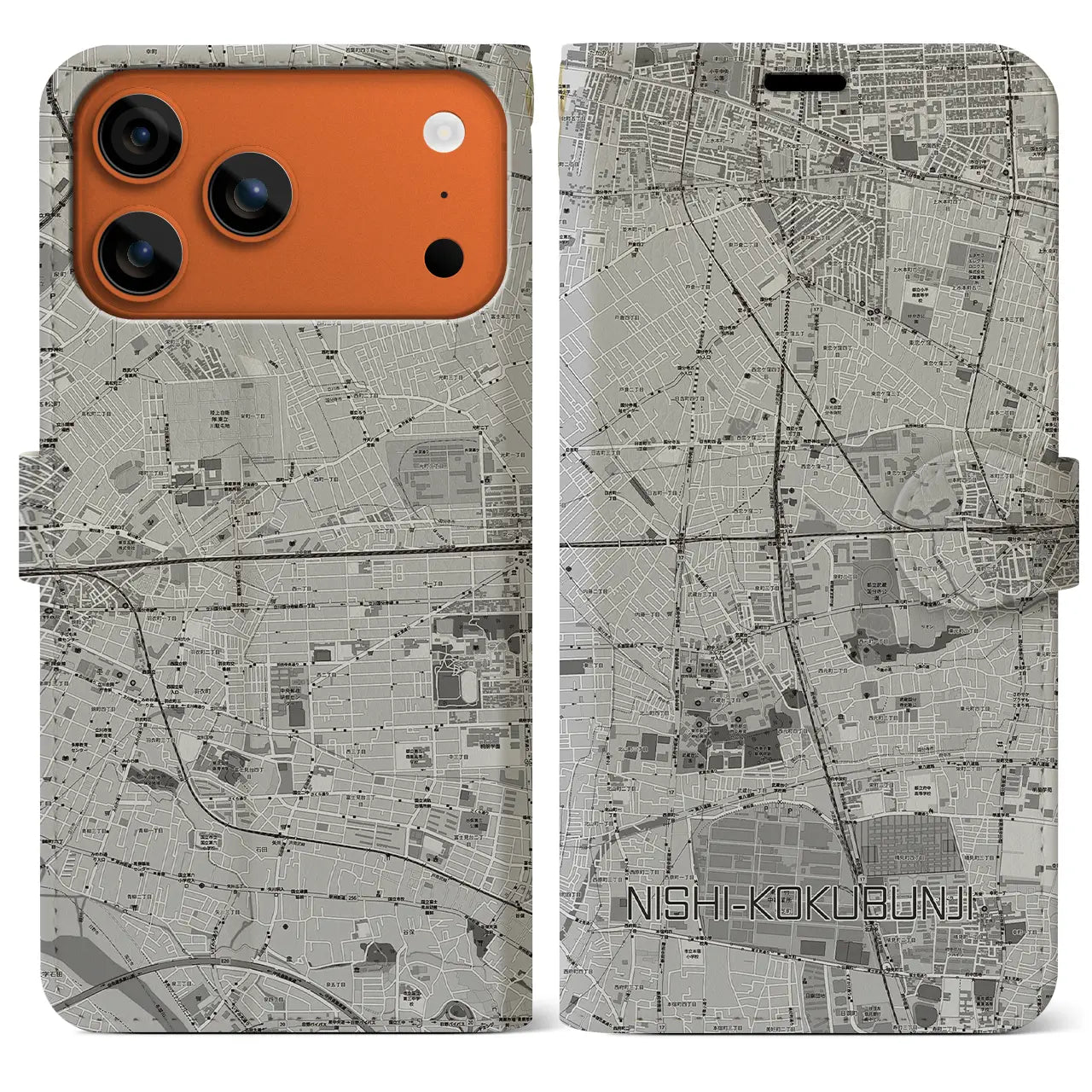 【西国分寺(東京都)】地図柄iPhoneケース(手帳タイプ)