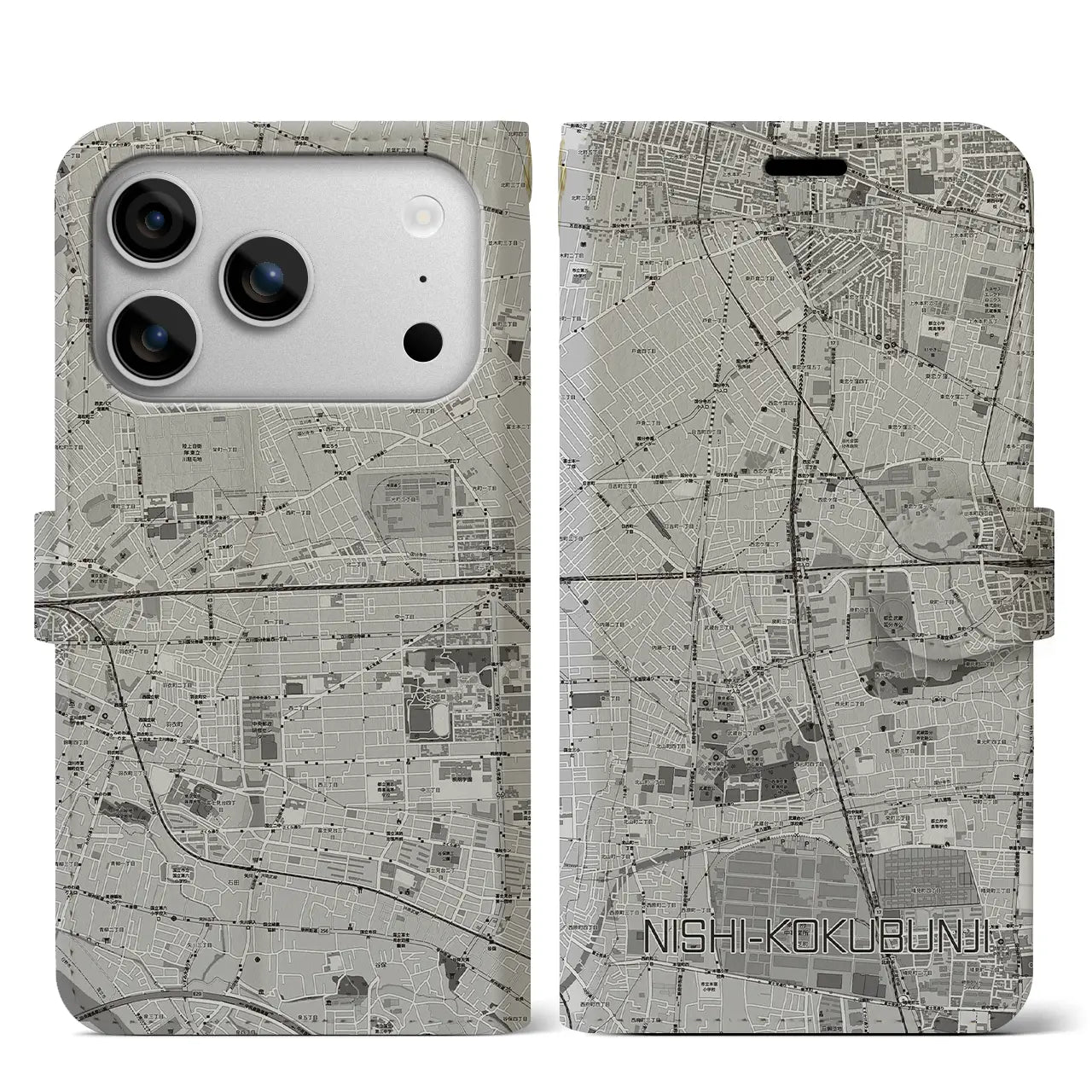 【西国分寺(東京都)】地図柄iPhoneケース(手帳タイプ)