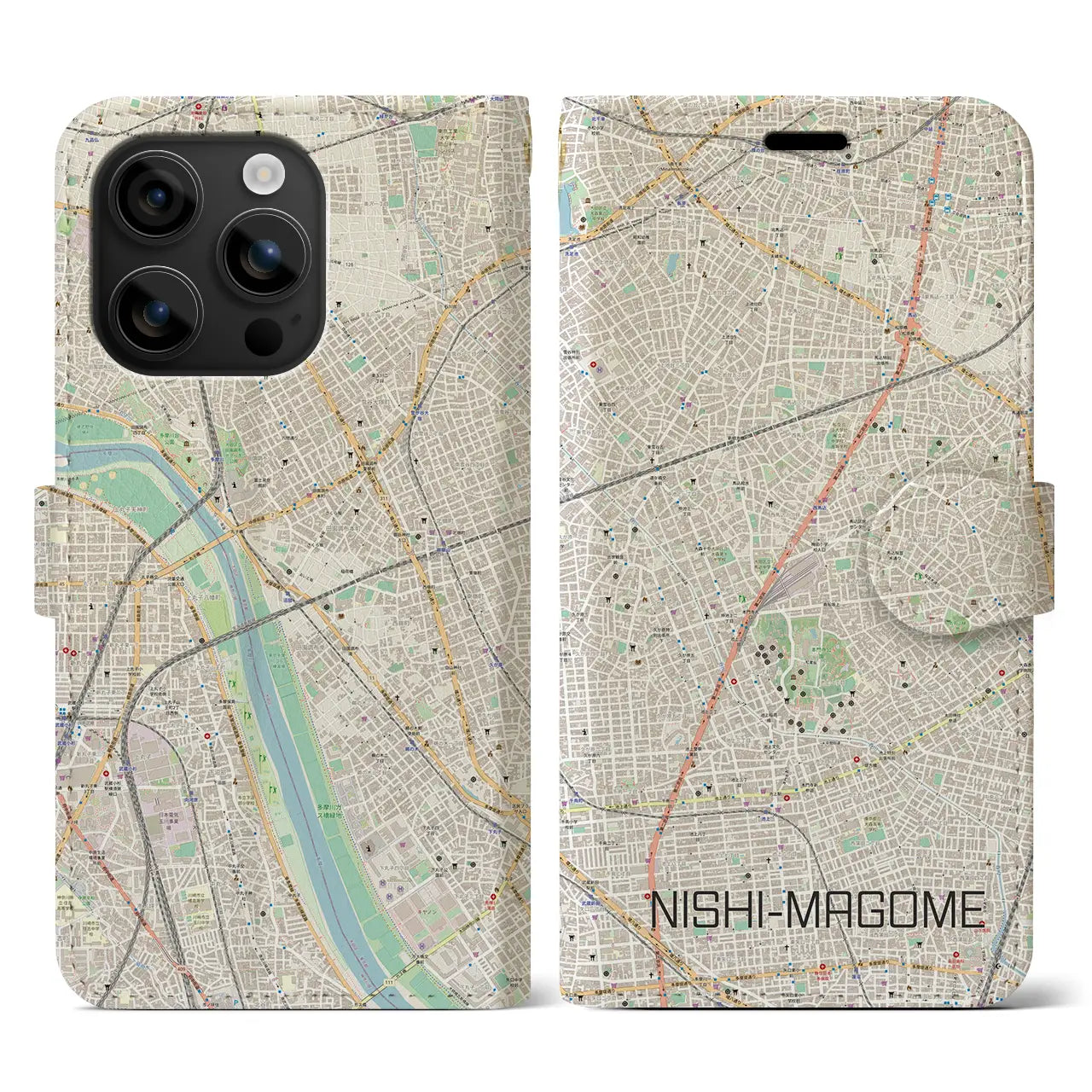 【西馬込(東京都)】地図柄iPhoneケース(手帳タイプ)ナチュラル・iPhone 16 用