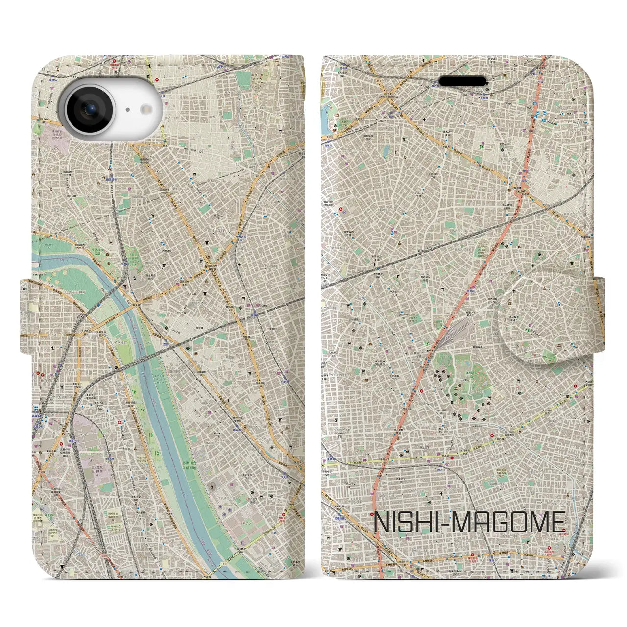 【西馬込(東京都)】地図柄iPhoneケース(手帳タイプ)