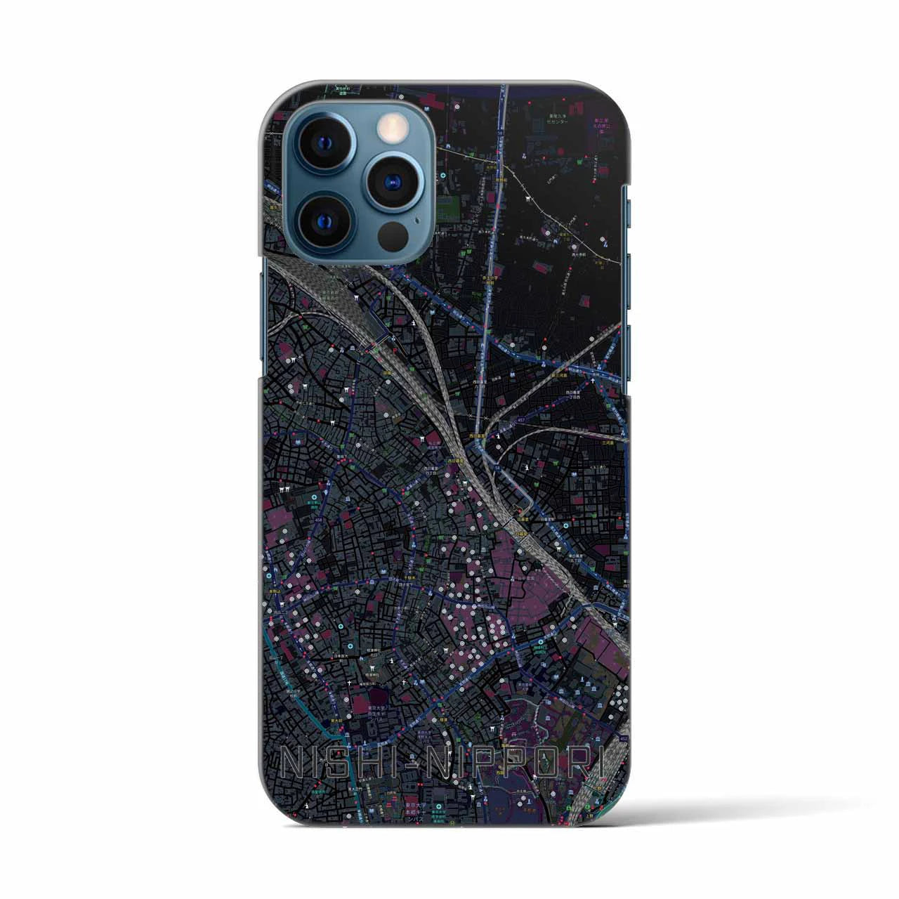 【西日暮里(東京都)】地図柄iPhoneケース(バックカバータイプ)