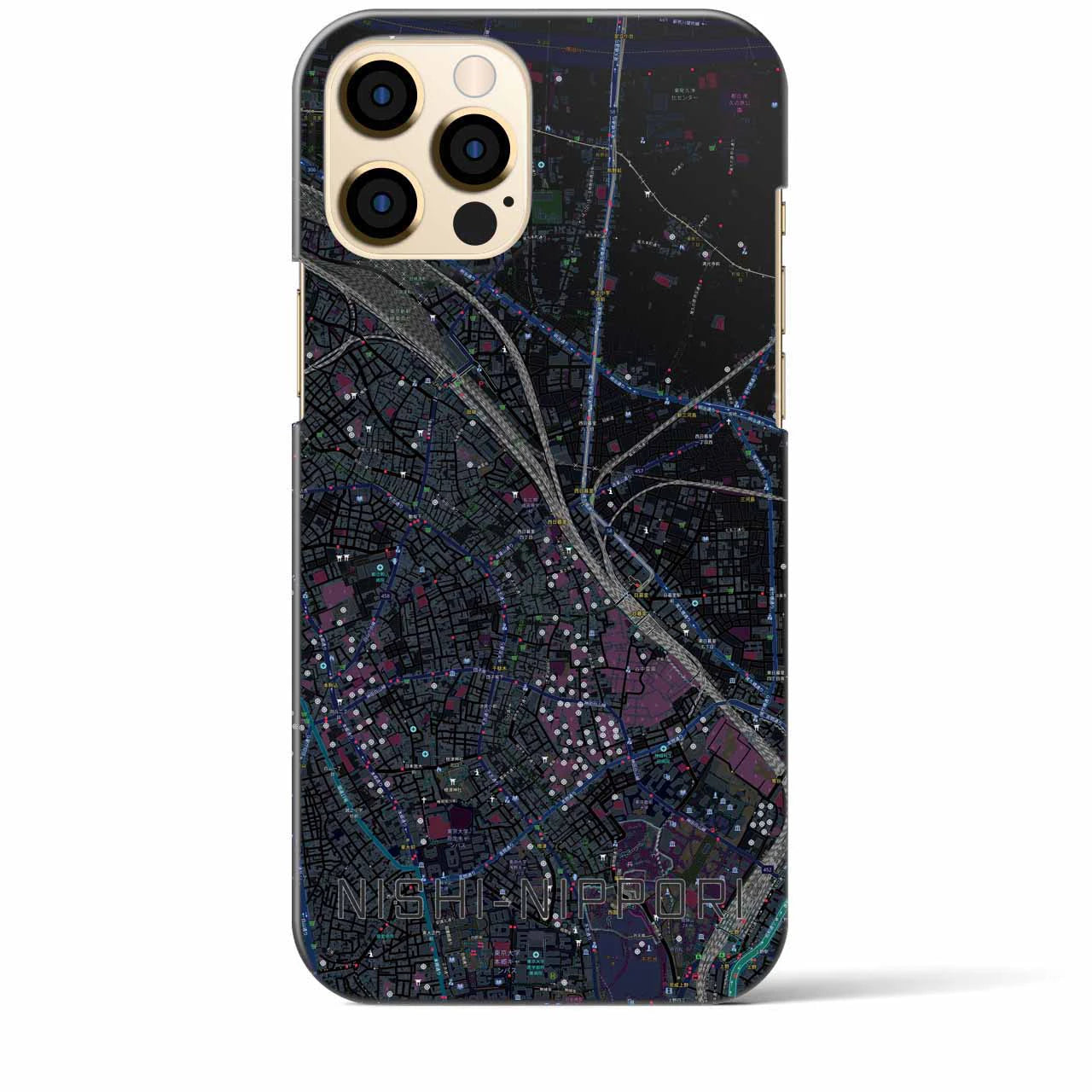 【西日暮里(東京都)】地図柄iPhoneケース(バックカバータイプ)